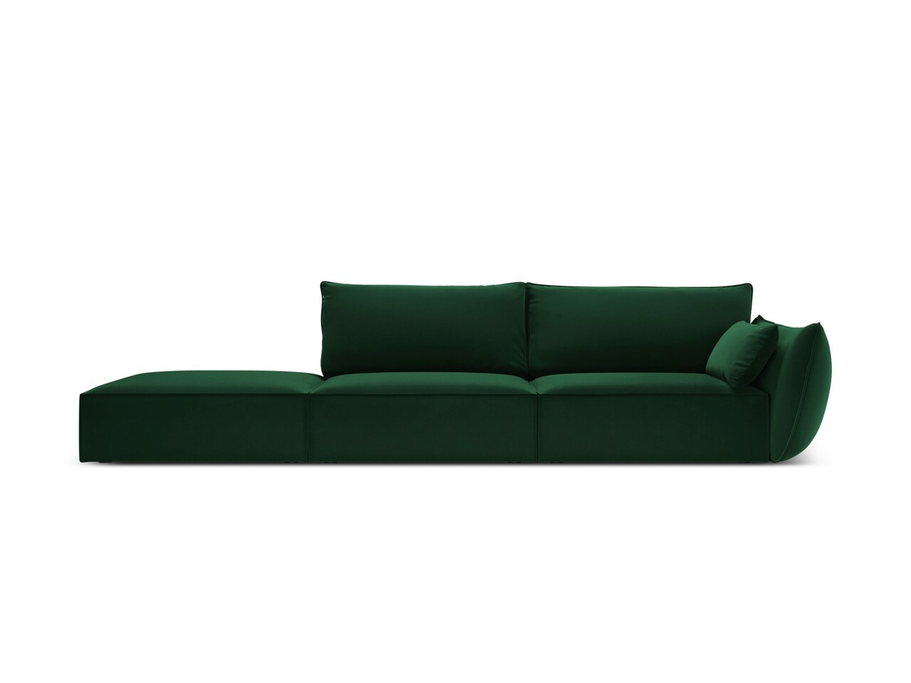 Canapea 4 locuri cotiera stanga, Kaelle, Micadoni Home, BL, 264x110x85 cm, catifea, verde bottle Canapele